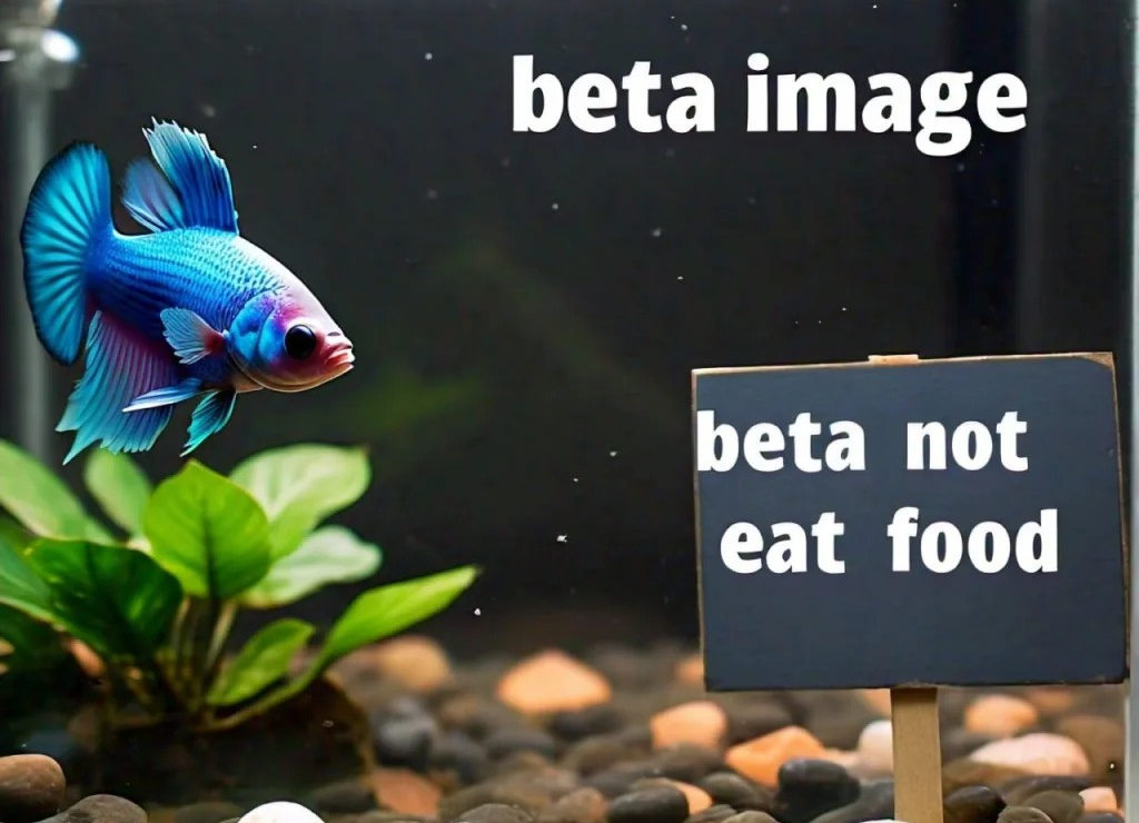 blue betta with text" beta ot eat food